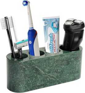 Organisateur de salle de bain moderne fait à la main porte-brosse à dents en marbre blanc côtelé support élégant avec accessoire de vanité durable ensemble de bain - Product Image 6