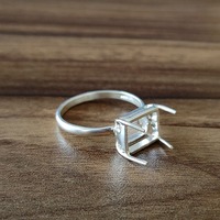 2025 Neuerscheinung Sterling Silber Rechteckiger Ringrohling DIY Handgefertigte Fassung 925 Silber Leerer Ring für Damen
