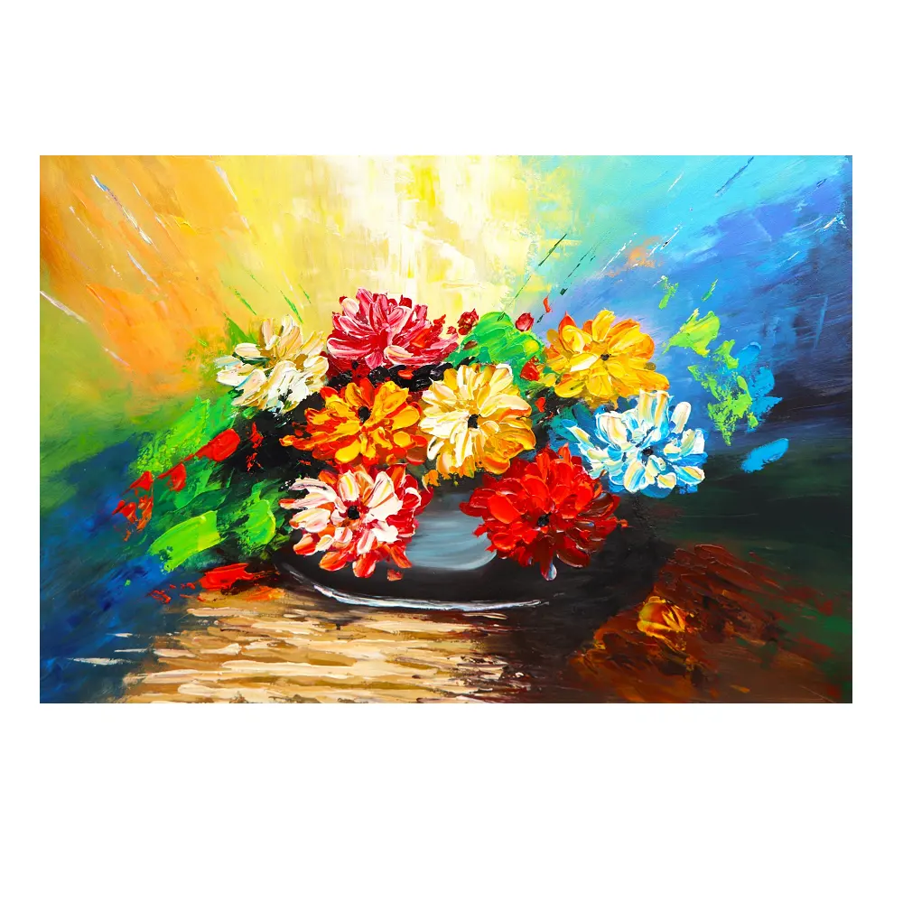 Wall Art Design Canvas Type Support Low MOQ Competitive Pricing Quality Material Oiled Still Life Painting Flower 1