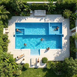 Piscine familiale en fibre de verre enterrée sur mesure, préfabriquée, résistante à la corrosion, aux UV et aux fissures, pour l'extérieur - Product Image 2