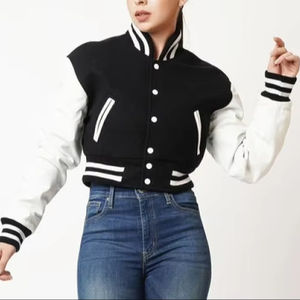 Veste courte matelassée de style universitaire pour femme en polyester/coton de haute qualité, avec logo personnalisé, respirante, marque privée, automne/hiver, lin - Product Image 1