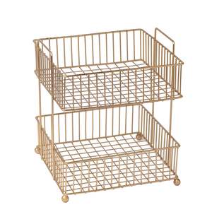 Cesta de Frutas de 2 Niveles, Soporte Dorado para Cesta de Frutas, Cesta de Frutas de Metal, Organizador de Frutas para Encimera, Cesta de Almacenamiento de Verduras - Product Image 5
