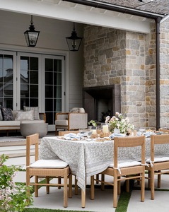 Silla de comedor moderna para exterior con marco de ratán natural y teca para jardín, sala de estar, parque o muebles de Villa - Product Image 4