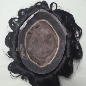 Prothèse capillaire bouclée pour homme en cheveux humains mono-base australiens - Cheveux Remy bruts d'Alibaba - Product Image 1