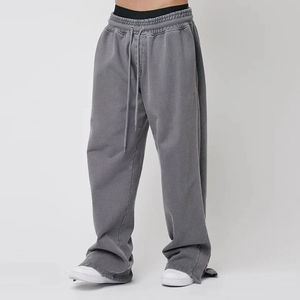 Pantalon de survêtement décontracté pour homme de haute qualité, coupe ample, taille élastique, avec logo personnalisé imprimé, effet vieilli, délavé à l'acide, en toile écologique et léger - Product Image 4