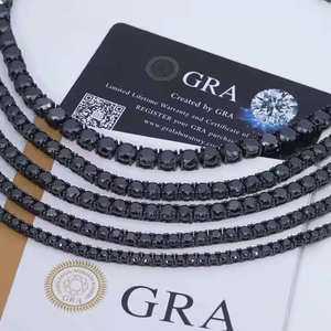 Collier Chaîne Tennis en Argent 925 Plaqué Or Noir avec Moissanite Taille Ronde Brillante Sertie en Canal, Minimaliste, Unisexe, Quotidien - Product Image 4