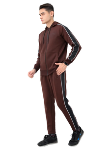 Conjunto de chándal con capucha y cremallera Ropa deportiva atlética de manga larga con chaqueta a rayas laterales y pantalones para correr Traje de fitness informal - Product Image 2