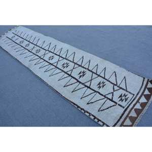 Tapis Moderne en Laine Blanc et Marron de 2.6X11,3 Pieds, Style Turc Tabriz Rectangulaire Patchwork Latex de 10mm pour Décoration de Couloir et de Chambre - Product Image 4