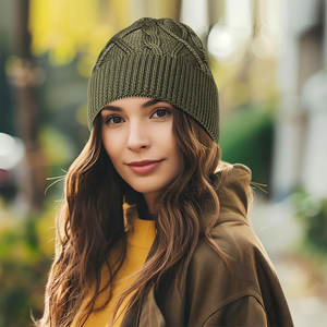Chapeau beanie unisexe confortable et décontracté pour le streetwear, mode automne, 100% laine, broderie 3D, logo personnalisé, options de couleur, point/caractère - Product Image 5