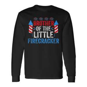 T-shirt à manches longues pour frères, motif promotionnel « Little Firecracker », pour l'anniversaire du 4 juillet - Product Image 1