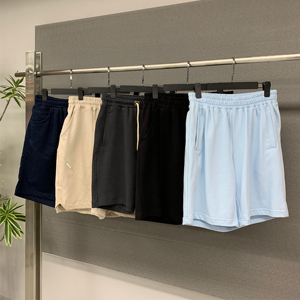 OEM กางเกงออกกำลังกายขาสั้นสำหรับผู้ชายกางเกงขาสั้นผ้าตาข่ายคอตตอนใส่สบายลายถนน - Product Image 4