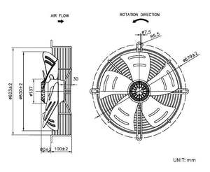 Ventilateurs de refroidissement industriels à condensateur à rotor externe électriques AC 220V Taiwan AF600150-B 600*150mm en fonte avec roulement à billes OEM - Product Image 5