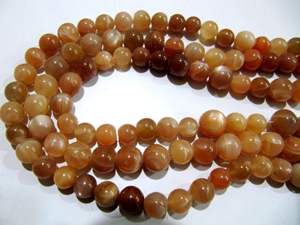 Piedra lunar de melocotón natural, redonda, lisa, de 7-9mm, hebra de cuentas de 8 pulgadas de largo - Product Image 2