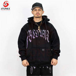 Chándales de hombre personalizados Sudadera con capucha elegante de talla grande con técnica de diamantes de imitación Ropa hecha a pedido - Product Image 2