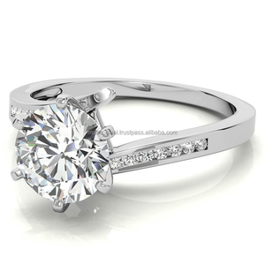 Anillo de diamante de corte redondo Vintage con compromiso de moissanita de corte redondo Anillo de diamante artístico único Conjunto nupcial Anillo de promesa Joyería - Product Image 6