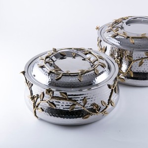 Cazuela de diseño martillado y de hojas de gran venta, artículos para servir y utensilios de cocina de alta calidad, estuche caliente para bodas y restaurantes - Product Image 2