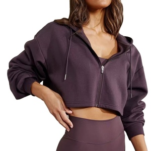 Sudaderas Cortas con Cremallera para Mujer, Estilo Cuadrado, Dobladillo Inferior Regular, Ajuste Personalizado, Bordado 3D en la Parte Delantera, Ecológicas - Product Image 1
