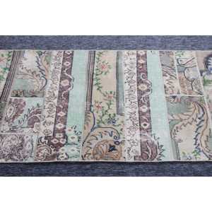 Tapis de 2,7 x 6,9 pieds, petit tapis vintage, tapis patchwork vert - Product Image 4