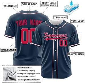 "Eiteehkr Camiseta de béisbol personalizada-Camiseta deportiva con botones para hombres, mujeres y jóvenes con letras y números de equipo cosidos o impresos" - Product Image 2