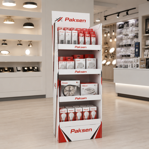 Vollfarbiger Wellpappe-Bodendisplay-Ständer für Verpackte Auto-LED-Lampen und Elektronische Waren - Product Image 1