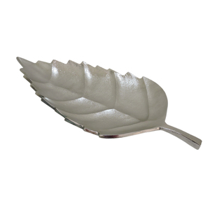 Plateau de service à feuilles en aluminium argenté de haute qualité, fait à la main, vaisselle en métal écologique décorative élégante pour la maison ou l'hôtel - Product Image 6