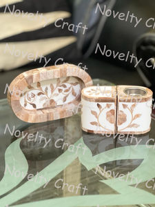 Ensemble de bougies chauffe-plat et de boîtes en bois de nacre incrustées de nacres indiennes pour les célébrations religieuses comme le Ramadan et les cadeaux de l'Aïd - Product Image 3