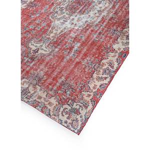 Tapis en laine noué à la main rouge et orange vintage Pae-2156, motif médaillon et motif de couloir pour la décoration de la maison et du salon - Product Image 2