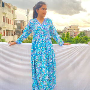 Perfect Designer Looking Printed Summer Beach Cover up <b>Dress</b> <b>Night</b> Sleep Wear <b>Dress</b> Kaftan for women Print Indian Cotton Floral - Product Image 1