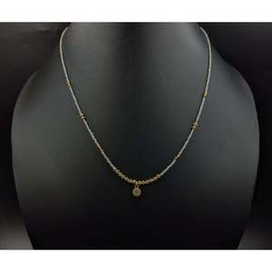 Collier en or 18 carats plaqué or avec perles en forme de boule, motif diamant blanc - Product Image 2