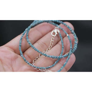 Collier en diamant bleu AAA+ 2-3 mm, perles brutes non taillées, 16 pouces de long - Product Image 5