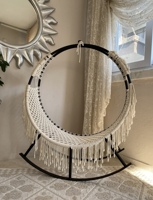 Hamac balançoire rond grand format fait main en macramé, style bohème, tissé à la main, pour intérieur et extérieur, pour chambre à coucher, décoration de jardin