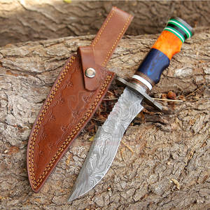 Cuchillo de Caza de Hoja Fija Premium, Acero de Damasco, Mango de Madera, OEM, para Campamento y Supervivencia al Aire Libre, Punta de Caída, Borde Recto - Product Image 5