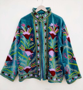 Veste en velours brodée à la main avec un motif floral, style décontracté, pour les occasions de fête ou un usage quotidien - Product Image 4