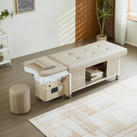 Lit de lavage de cheveux en céramique beige 2026 pour salon de beauté moderne, avec vapeur, hydrothérapie et massage, lit de shampoing coréen pour spa capillaire