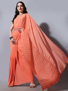 Saree ของดีไซเนอร์ที่ทันสมัยพร้อมด้วยผ้าแจ็คการ์ด pallu ที่สวยงามหรูหราสำหรับงานแต่งงานและผู้ใหญ่ - Product Image 2