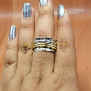 Spinner Ring Fidget Ring Meditation Ring Thumb Ring <b>Band</b> Ring 925 Sterling Silver Spinner Ring With Brass Spinning <b>Band</b> unisex - Product Image 5