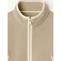 Veste en polaire micro-coupe courte tendance couleur crème avec fermeture éclair intégrale