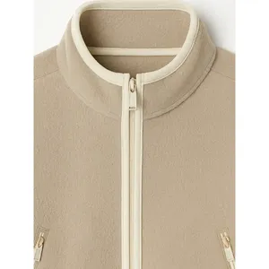 Trendy Cream Cropped <b>Micro</b> <b>Fleece</b> Full Zip <b>Fleece</b> <b>Jacket</b> - Product Image 3