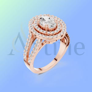 Bague ethnique pour femme en argent sterling plaqué or 18 carats avec pierres latérales cultivées en laboratoire - Product Image 1