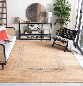 Alfombra de Yute Trenzada Reversible Hecha a Mano de 8 x 8 Pies, Colección de Fibra Natural, Resistente al Polvo, Moderna, Redonda, para Baño y Hogar - Product Image 1