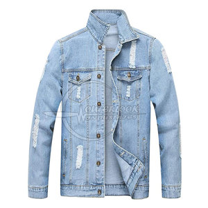 Ropa de calle para hombre, chaqueta vaquera de tendencia superior para hombre, chaqueta vaquera de Color sólido para hombre, chaqueta vaquera personalizada - Product Image 1