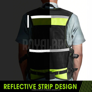 Diseño personalizado transpirable impermeable alta visibilidad CE certificado construcción trabajo Chaleco con múltiples bolsillos y tiras de tela - Product Image 5