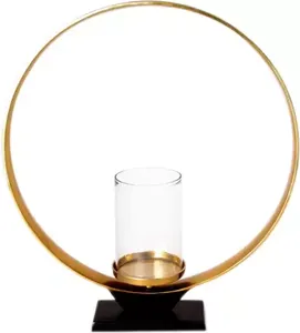 Portavelas de pilar de huracán de Metal dorado de lujo hecho a mano moderno, precio de venta alto, pilar de soporte de huracán Cnadle - Product Image 1