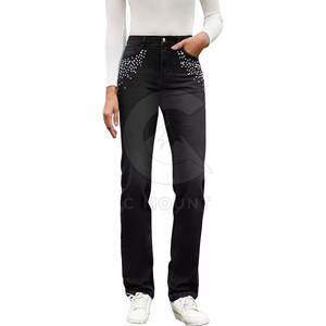 Pantalones vaqueros personalizados con diamantes de imitación para mujer estilo Hip Hop pantalones con diamantes de imitación brillantes pantalones de moda para mujer - Product Image 4