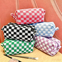 Nouvelle Trousse de Maquillage Légère à Fermeture Éclair Motif Damier Multicolore 2026, Idéale pour les Voyages, Logo Personnalisable