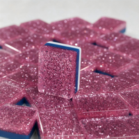 Tuiles de Mahjong Américaines en Acrylique Fuchsia Scintillantes à Paillettes, Design Exquis et Brillant, Qualité Supérieure, En Stock, Expédition Rapide