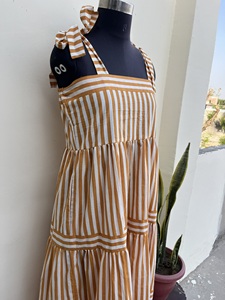 Estilo caliente elegante fiesta una línea correa ajustable vestido raya algodón largo sin mangas verano vestidos de mujer - Product Image 6