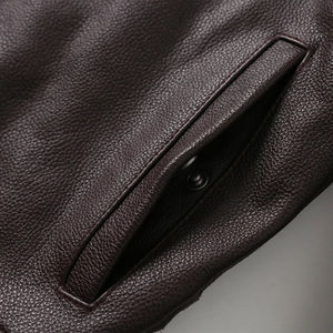 เสื้อแจ็กเก็ตหนังวัวสำหรับผู้ชาย, เสื้อโค้ทหนังแท้100% หนังวัวธรรมชาติสำหรับฤดูใบไม้ร่วงฤดูใบไม้ผลิดีไซน์พรีเมี่ยม - Product Image 3