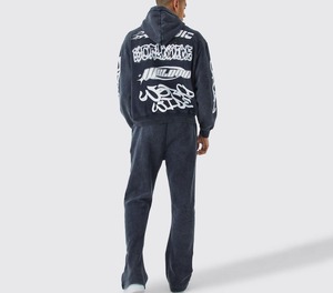 Streetwear Custom <b>Tracksuit</b> for Men Puff Print 2 Piece Set Flared Sweatpants Jogger and Hoodies Set Men's Sweat Suit - Product Image 6