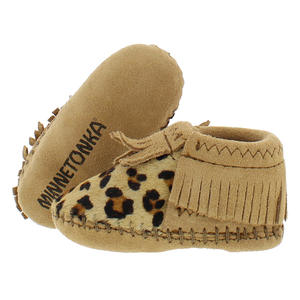 Minnetonka Leopard Riley Infant/Toddler <b>Shoes</b> Color: <b>Tan</b>/Brown 100% Authentic - Product Image 1